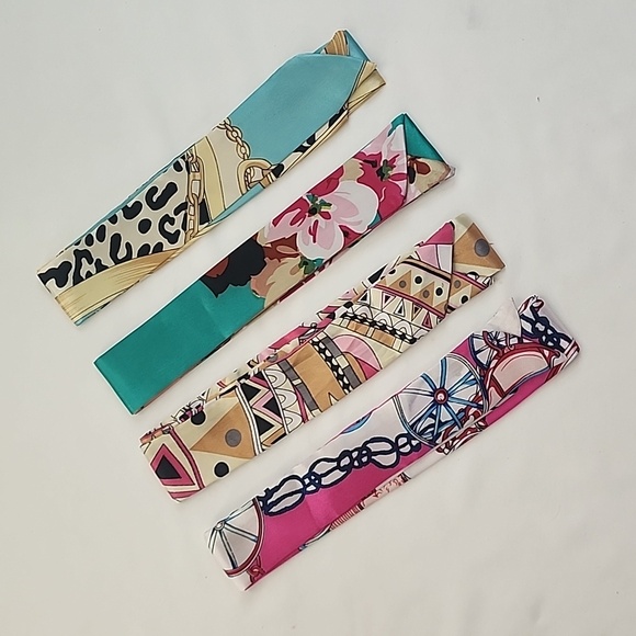 NWOT Silky Fashion Set of 4 Twilly Scarf Bandeaus - Picture 4 of 4